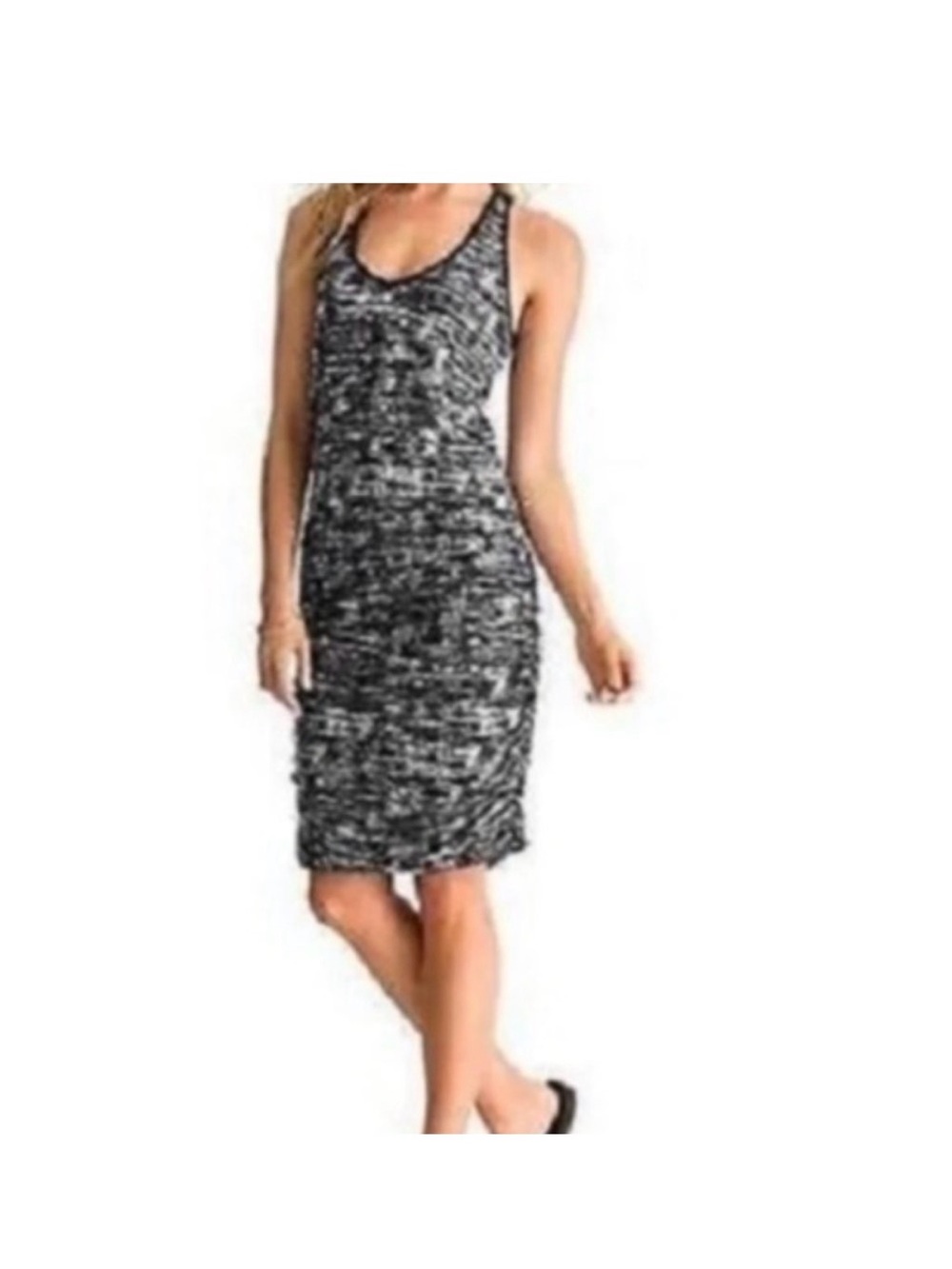 Athleta Black & White Space-Dye Racerback Knit Dress
